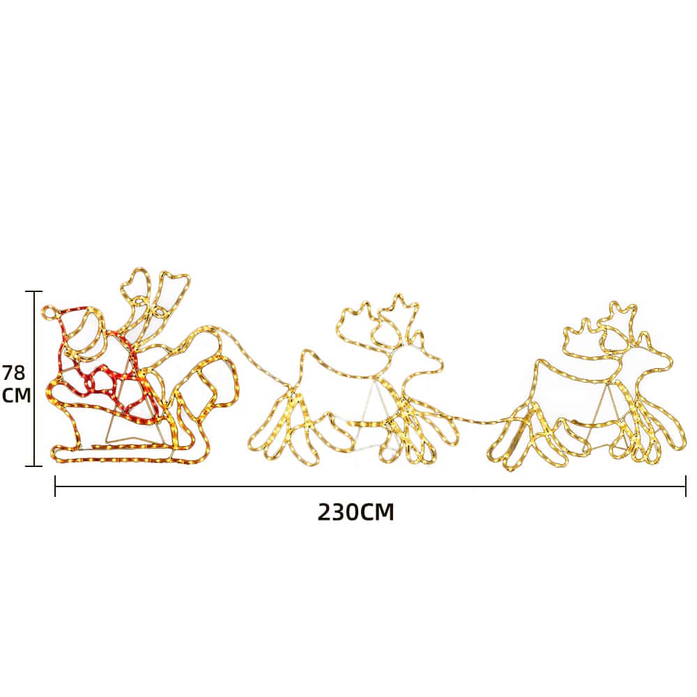 Santa, Reindeer and Sleigh - 230 cm with LED Lights