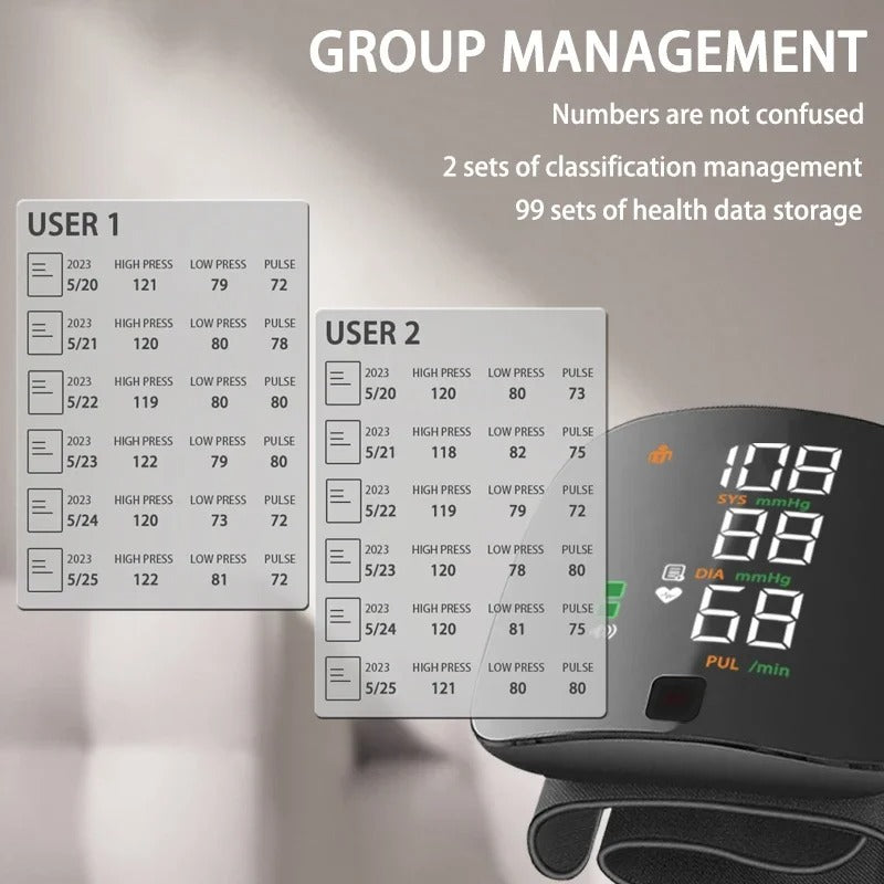Smart Wrist Blood Pressure Monitor with Voice Alerts