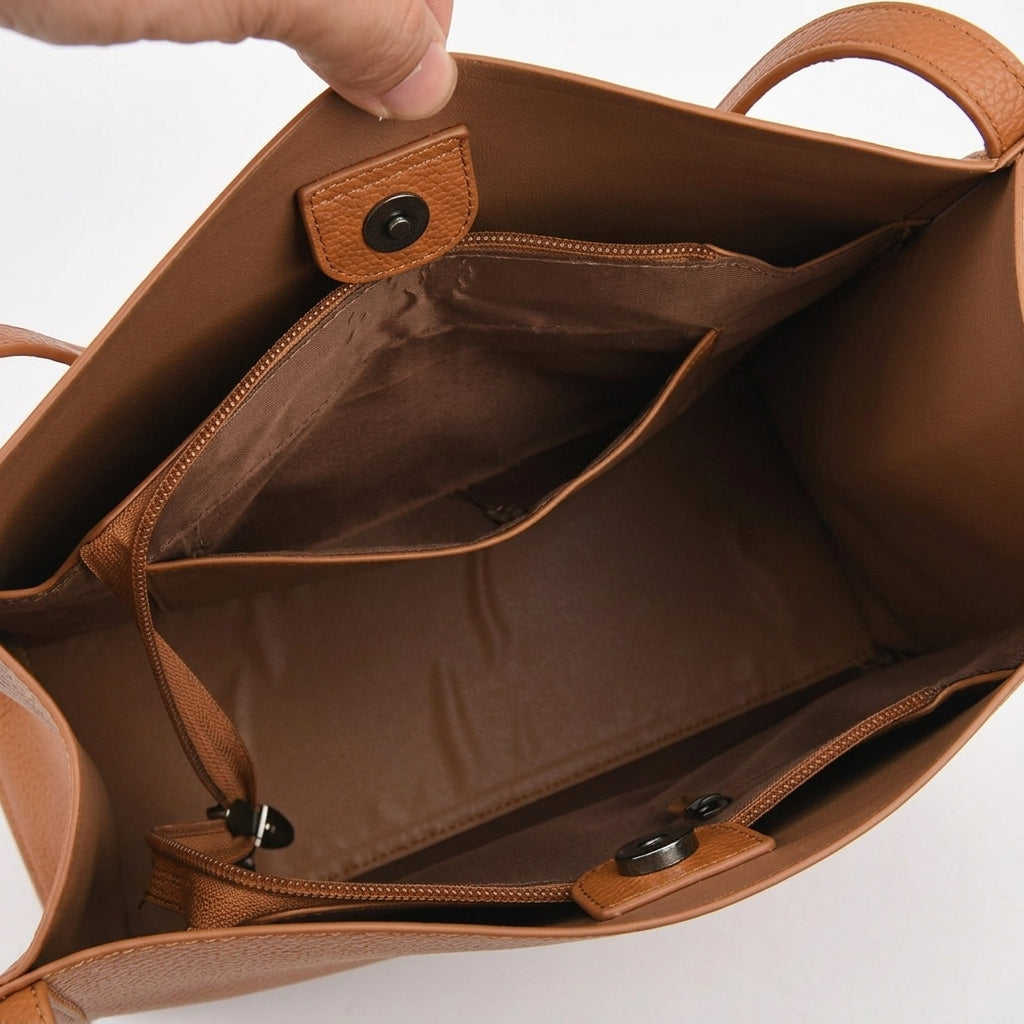 Solenne – Soft Leather Shoulder Tote Bag
