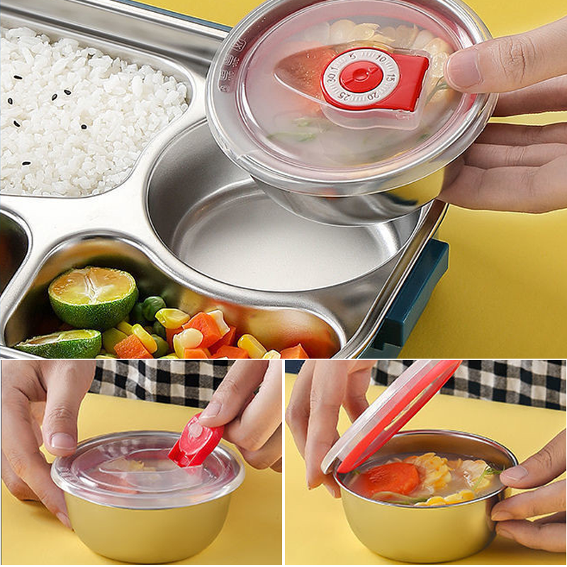Stainless Steel Thermal Lunch Box – Stainless Steel Interior – 3 or 4 Compartments with Soup Bowl – Wall Clock