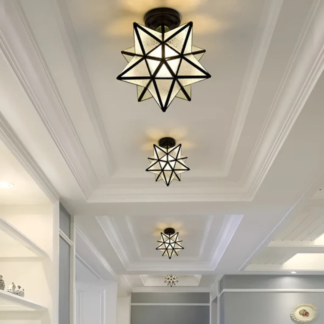 Star Glass Ceiling Light - Modern Geometric Fixture - Stylish Home Lighting - Image 6