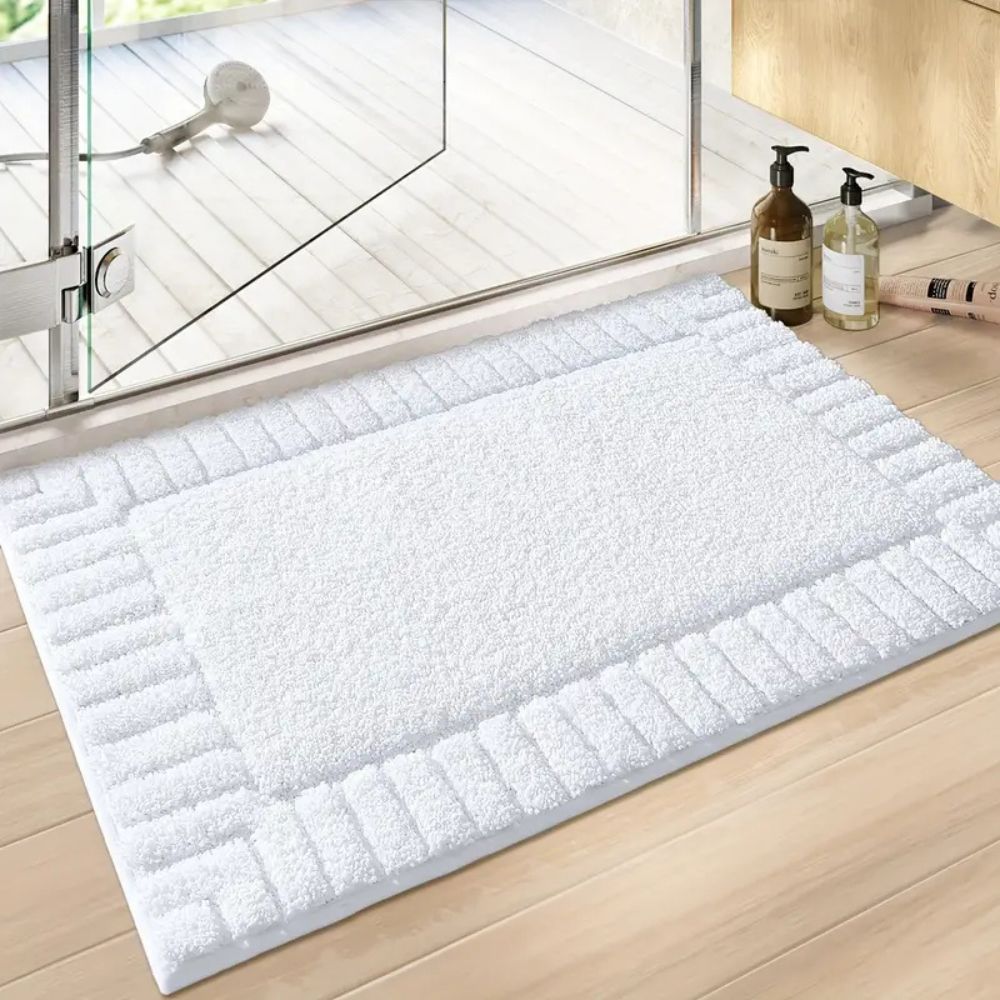 Stylish Flocking Bath Rug - Elegant Stripe Design - Soft Texture Mat - Image 6