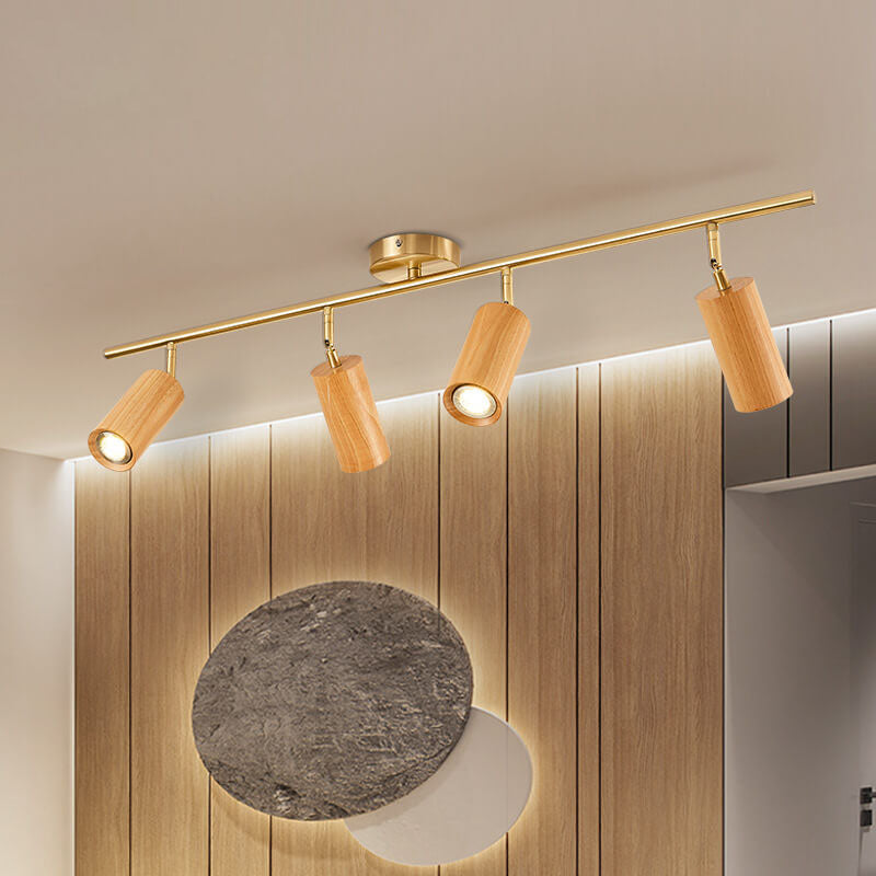 Stylish Wood Spotlight Ceiling Light - Modern LED Semi-Flush Mount Fixture - Image 2