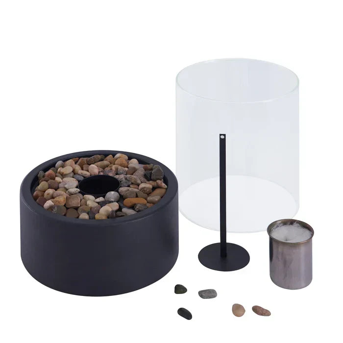 Tabletop Fire Pit with Flame Effect - Cordless, Dimmable, and Weatherproof