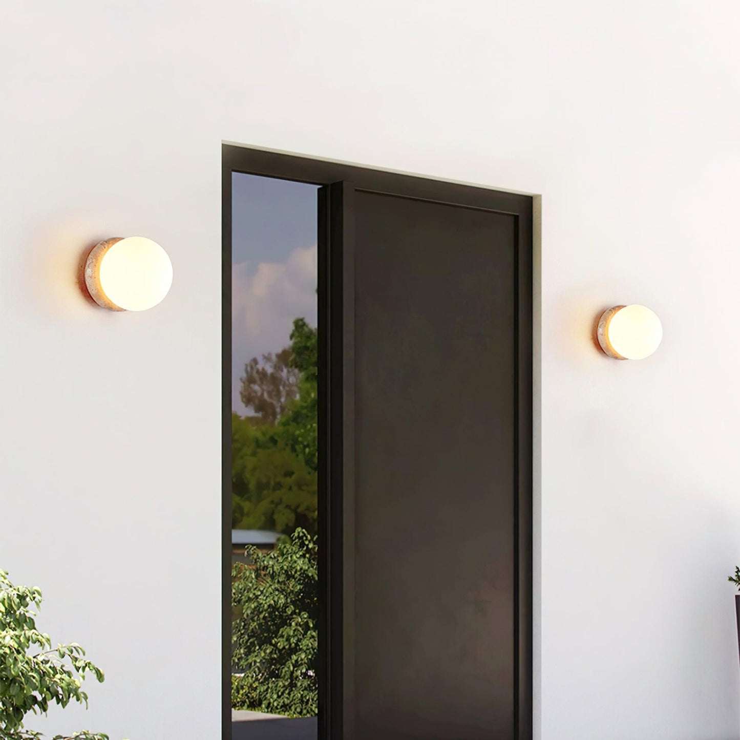 Travertine Stone Wall Light - Round Outdoor Fixture - Modern LED Sconce - Image 5