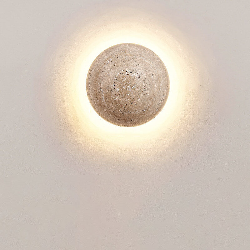 Travertine Wall Light - Round LED Fixture - Modern Minimalist Lighting - Image 5