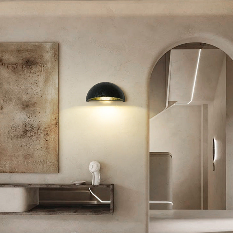 Travertine Wall Sconce - Semicircular LED Light - Wabi-Sabi Stylish Fixture - Image 4