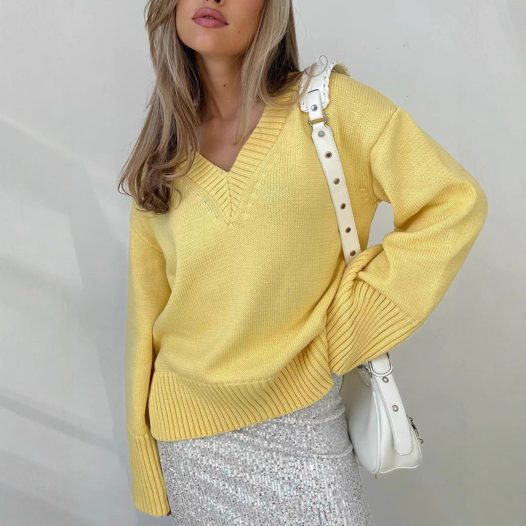 Women's Casual Breathable V-Neck Sweater