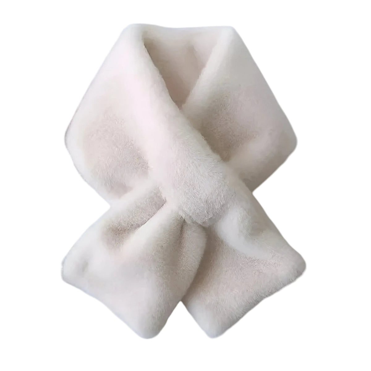 Women's Faux Rabbit Fur Plush Cross Scarf - Soft Neck Warmer for Everyday Autumn & Winter Wear