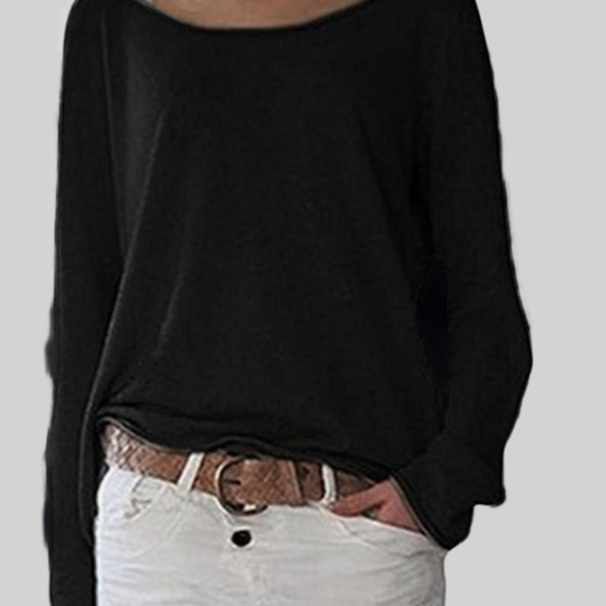 Women's Lightweight Relaxed Long-Sleeve Pullover Sweater