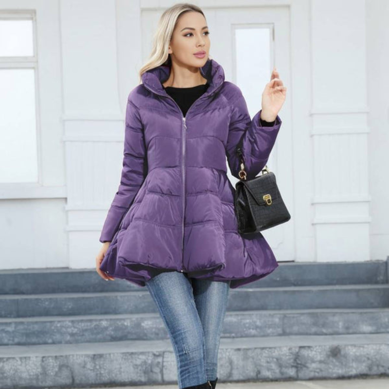 Women's Mid-Length High-Collar Puffer Jacket