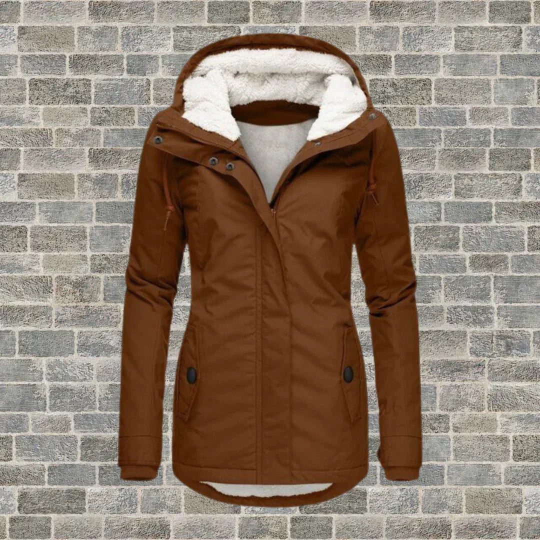 Women's Pleated Coat with Detachable Hood