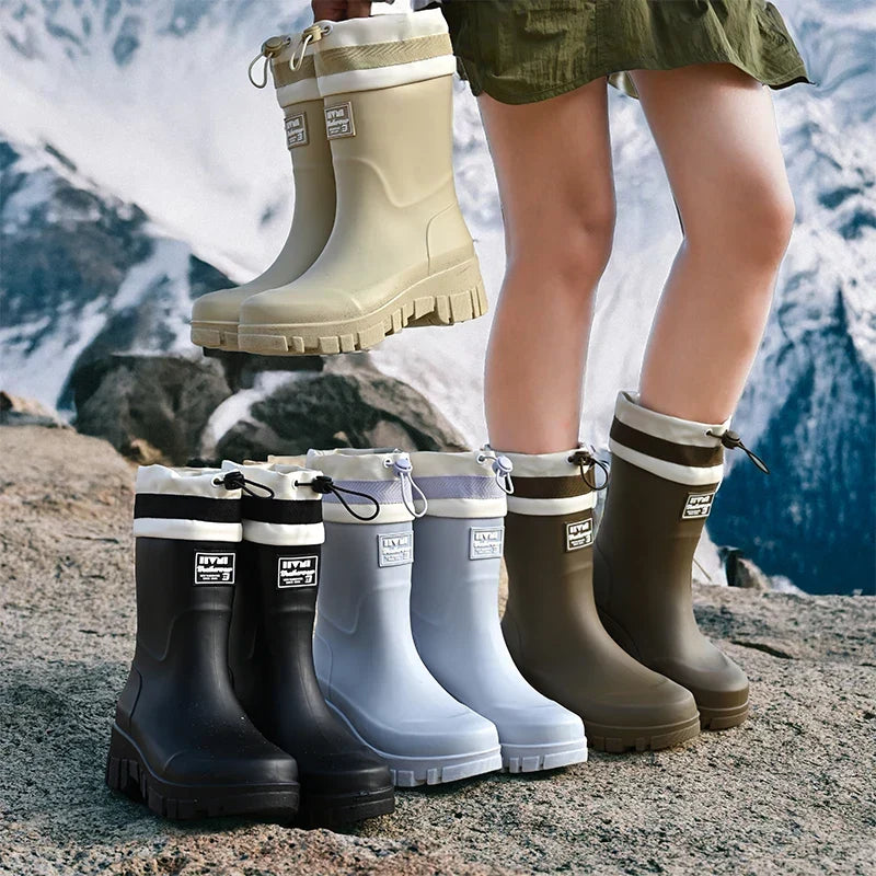 Women's Retro-Look Waterproof Rain Boots with Non-Slip Sole