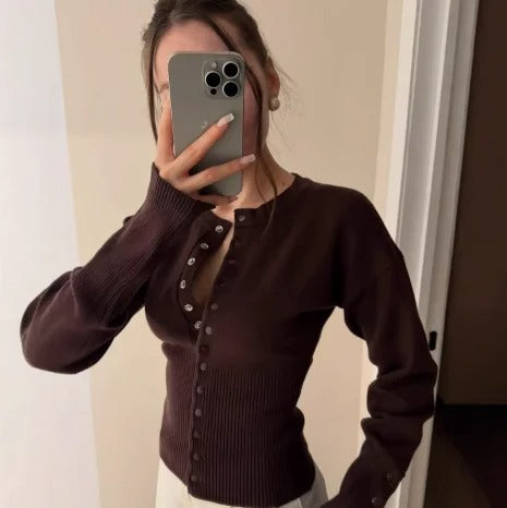Women's Rib-Knit Cardigan | Fitted Button-Up Knit Sweater | Soft Long-Sleeve Cardigan for Casual Everyday & Office Wear