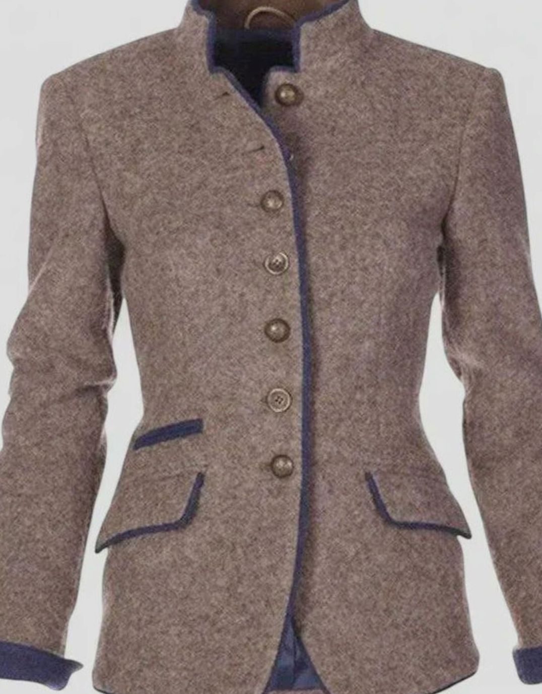 Women's Stand-Collar Button-Up Cardigan Blazer