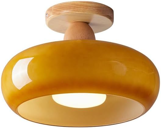 Wood & Glass LED Ceiling Lamp - Modern Flush Mount Lighting - Image 6