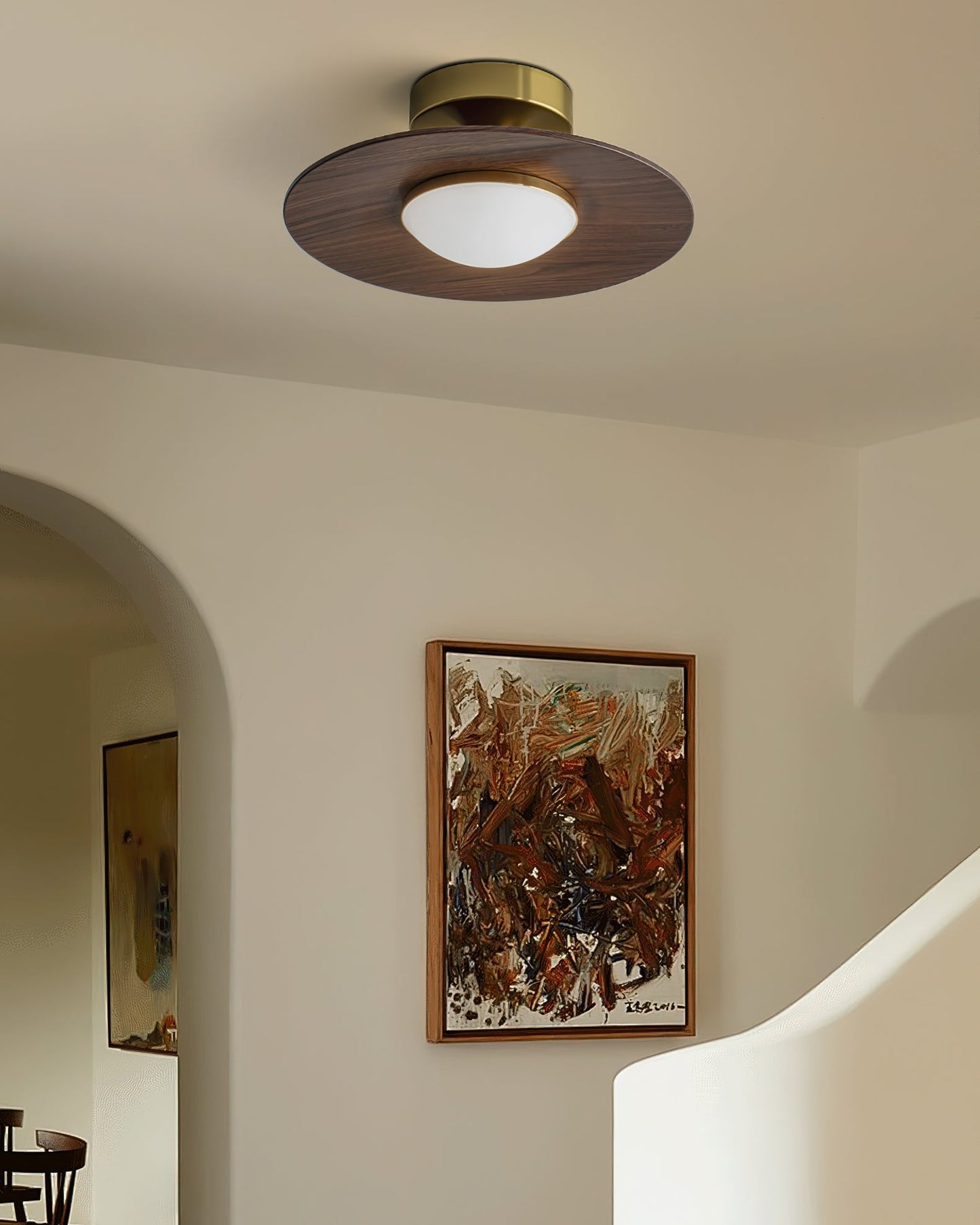 Wood Grain LED Ceiling Light - Modern Round Plafondlamp - Indoor Lighting - Image 5
