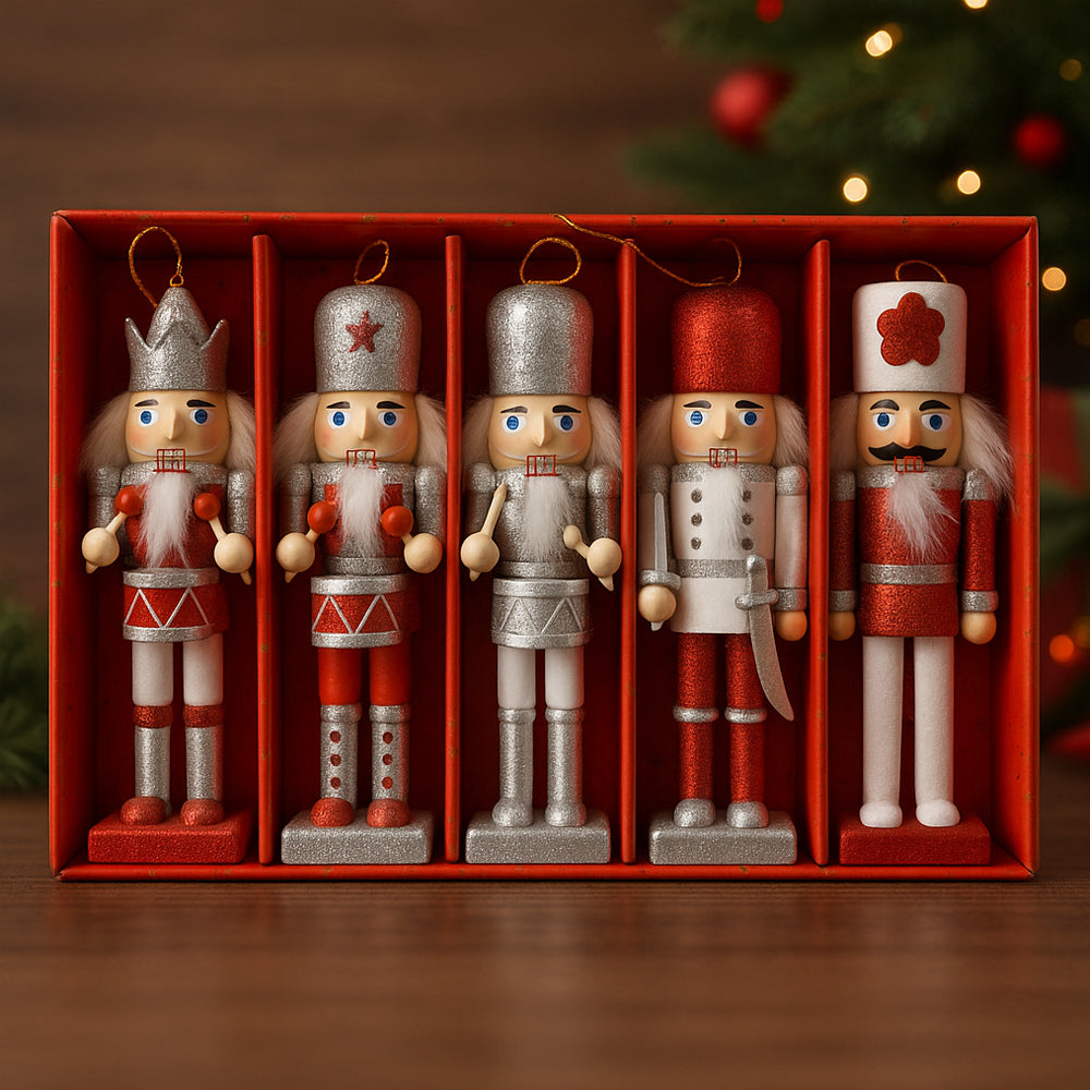 Wooden Nutcracker Figurines – Set of 5