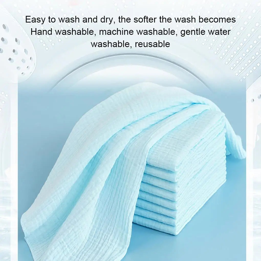 10-Pack Reusable Cotton Gauze Baby Diapers - Soft & Washable
