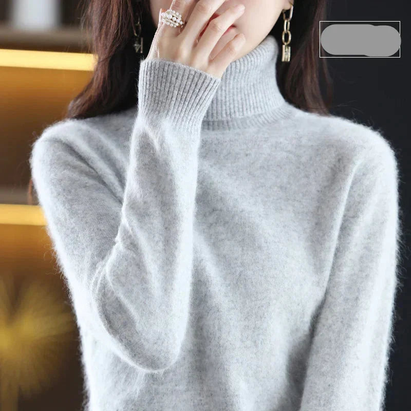 100% Pure Cashmere Turtleneck Sweater for Autumn and Winter