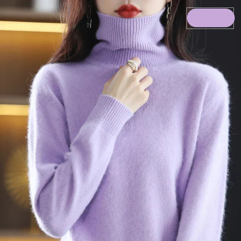 100% Pure Cashmere Turtleneck Sweater for Autumn and Winter