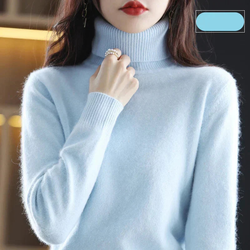 100% Pure Cashmere Turtleneck Sweater for Autumn and Winter