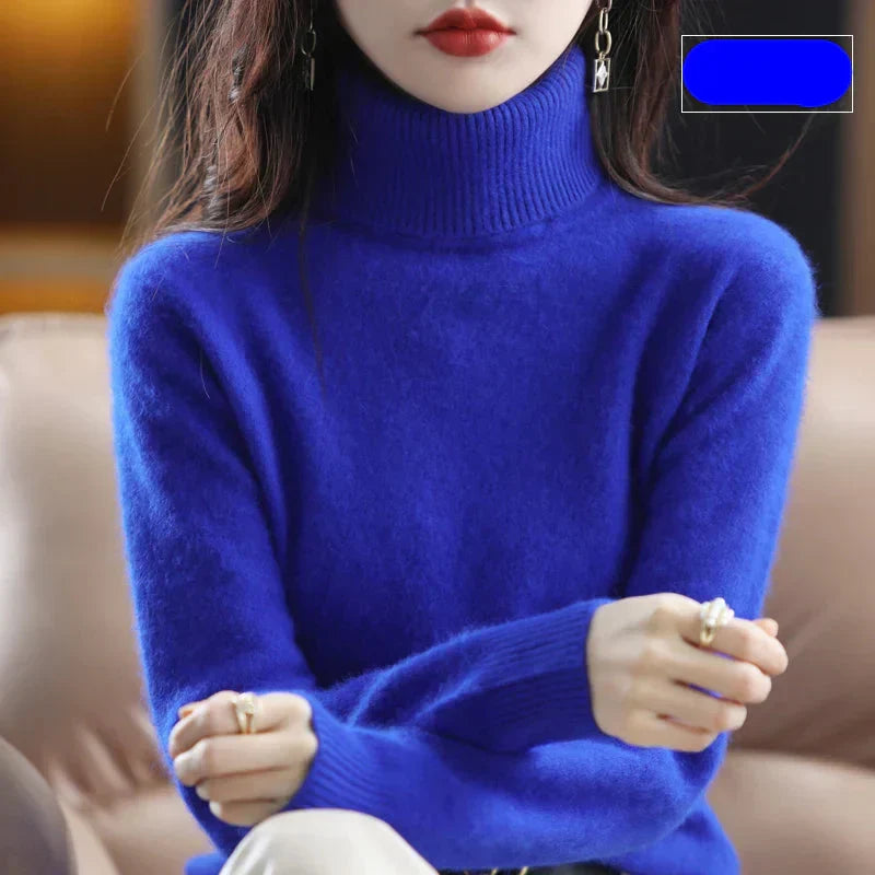 100% Pure Cashmere Turtleneck Sweater for Autumn and Winter