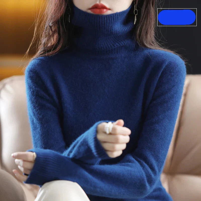 100% Pure Cashmere Turtleneck Sweater for Autumn and Winter
