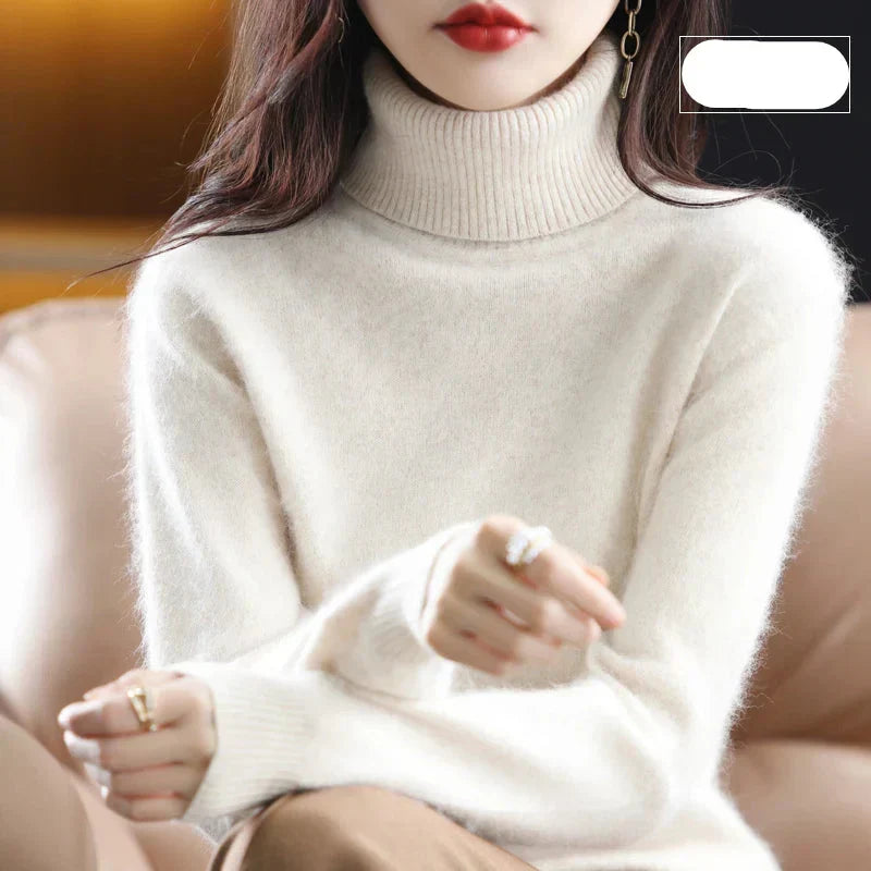 100% Pure Cashmere Turtleneck Sweater for Autumn and Winter