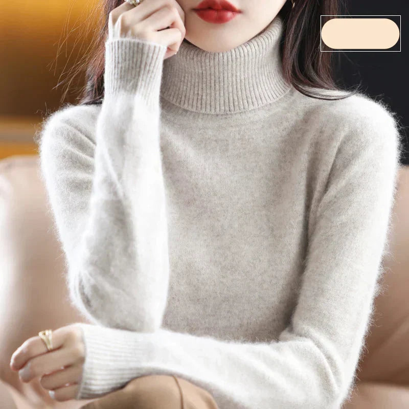 100% Pure Cashmere Turtleneck Sweater for Autumn and Winter