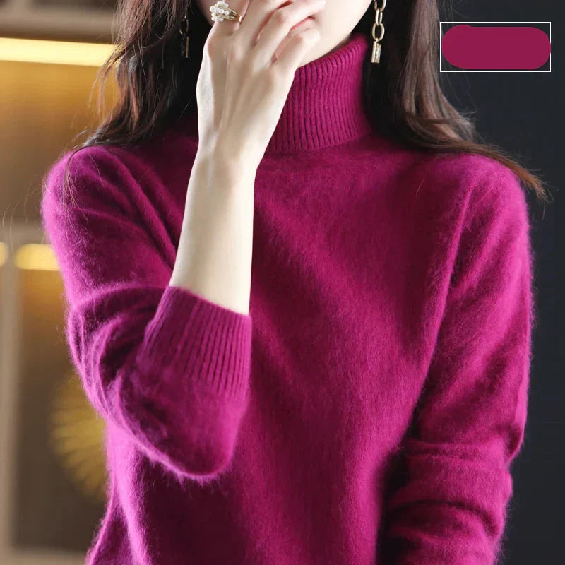 100% Pure Cashmere Turtleneck Sweater for Autumn and Winter