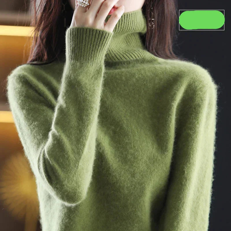 100% Pure Cashmere Turtleneck Sweater for Autumn and Winter