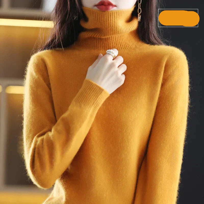 100% Pure Cashmere Turtleneck Sweater for Autumn and Winter