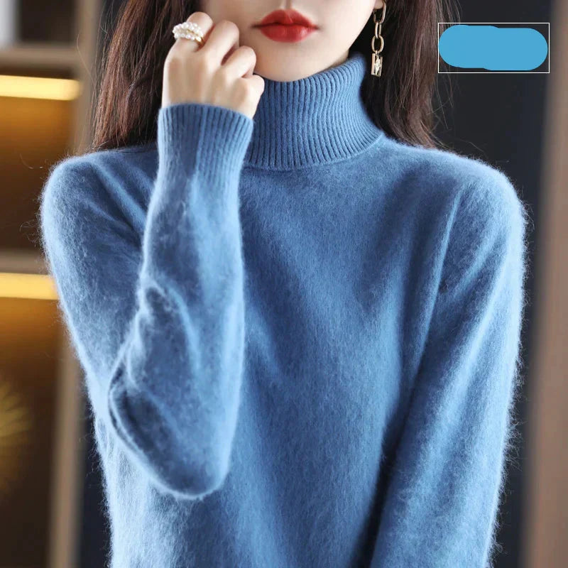 100% Pure Cashmere Turtleneck Sweater for Autumn and Winter