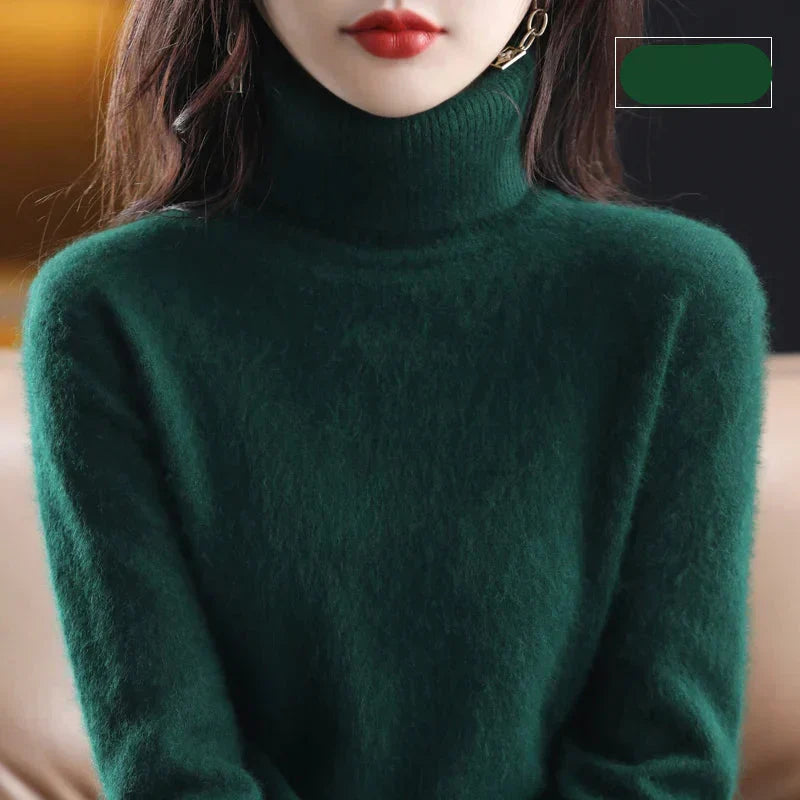 100% Pure Cashmere Turtleneck Sweater for Autumn and Winter
