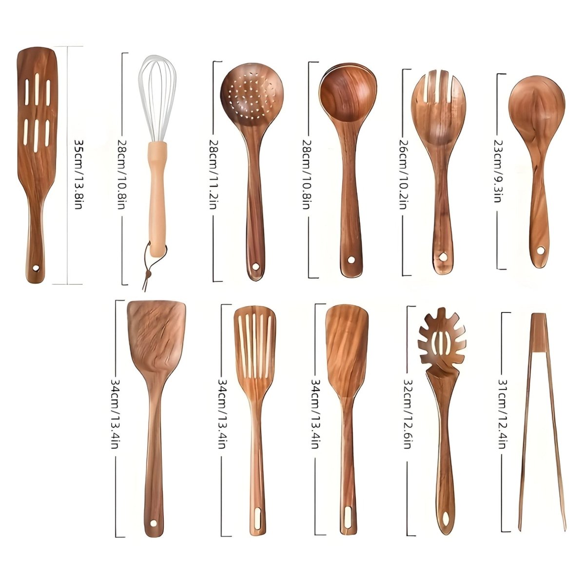 11-Piece Wooden Utensil Set - Heat Resistant - Durable Kitchen Tools - Image 4