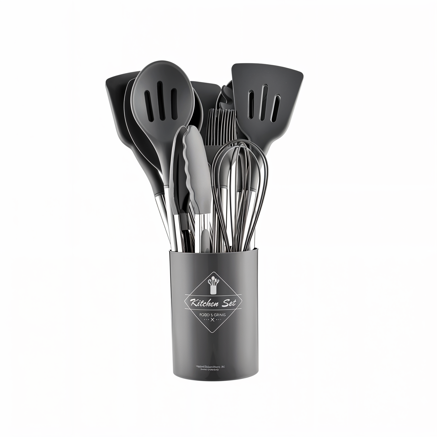 12-Piece Kitchen Utensil Set - Silicone and Stainless Steel - Stylish Cooking Tools with Holder - Image 5