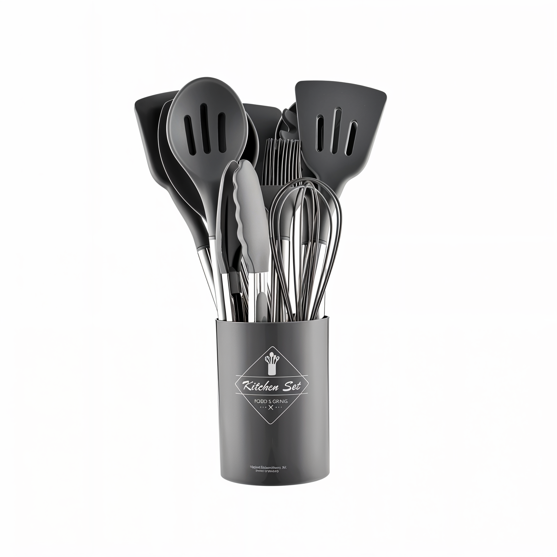 12-Piece Kitchen Utensil Set - Silicone and Stainless Steel - Stylish Cooking Tools with Holder - Image 5
