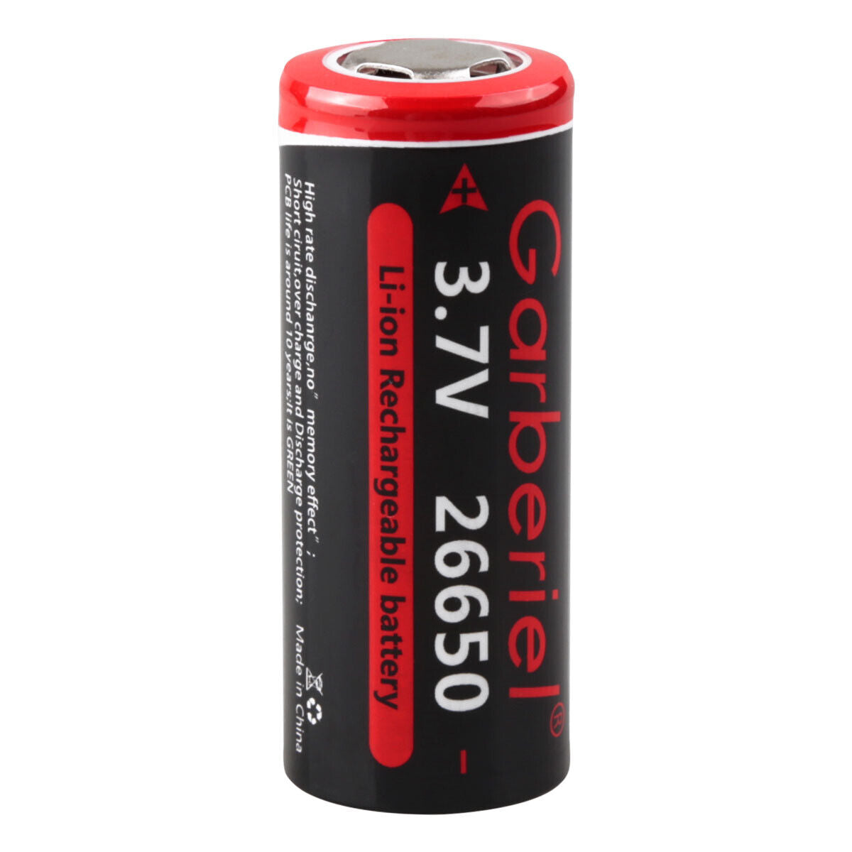 26650 Li-ion 3.7V Rechargeable Flat Top Batteries - 2 Pack