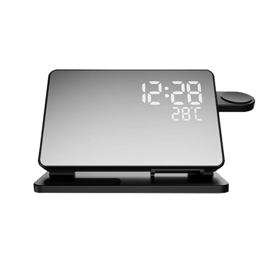 3-In-1 Fast Charging Station | Premium Wireless Fast Charging Docking Station with Alarm Clock | for Apple iPhone, Watch & AirPods
