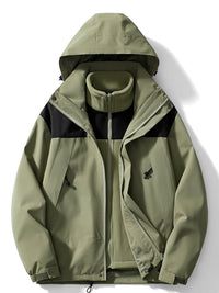 3-in-1 Waterproof and Windproof Outdoor Jacket with Detachable Hood