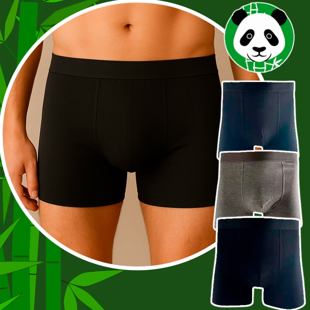 3 Pairs of Men's Bamboo Boxer Briefs – Soft & Breathable Underwear
