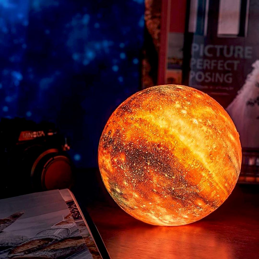 3D Galaxy Moon Table Lamp - Rechargeable LED Night Light - Multicolor - Image 2