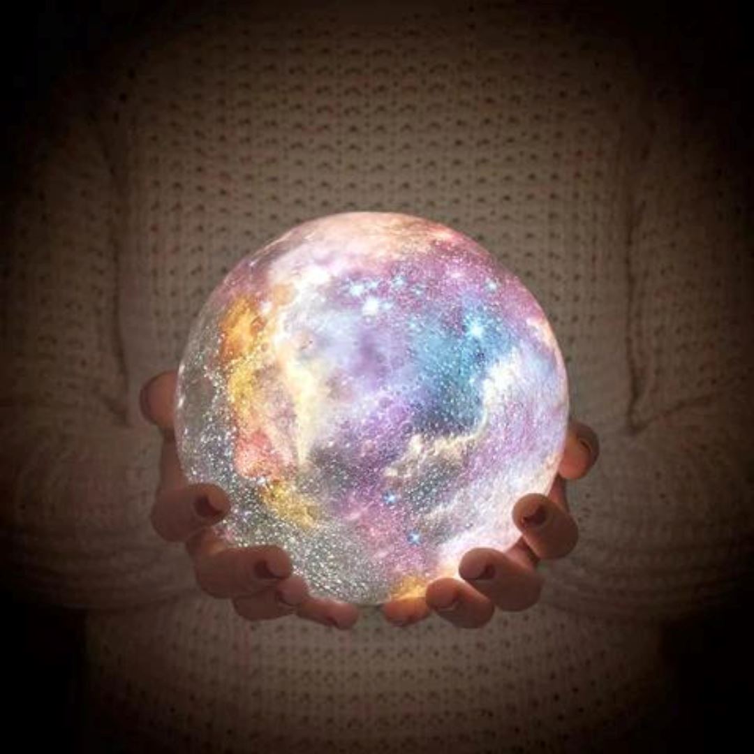 3D Galaxy Moon Table Lamp - Rechargeable LED Night Light - Multicolor - Image 4