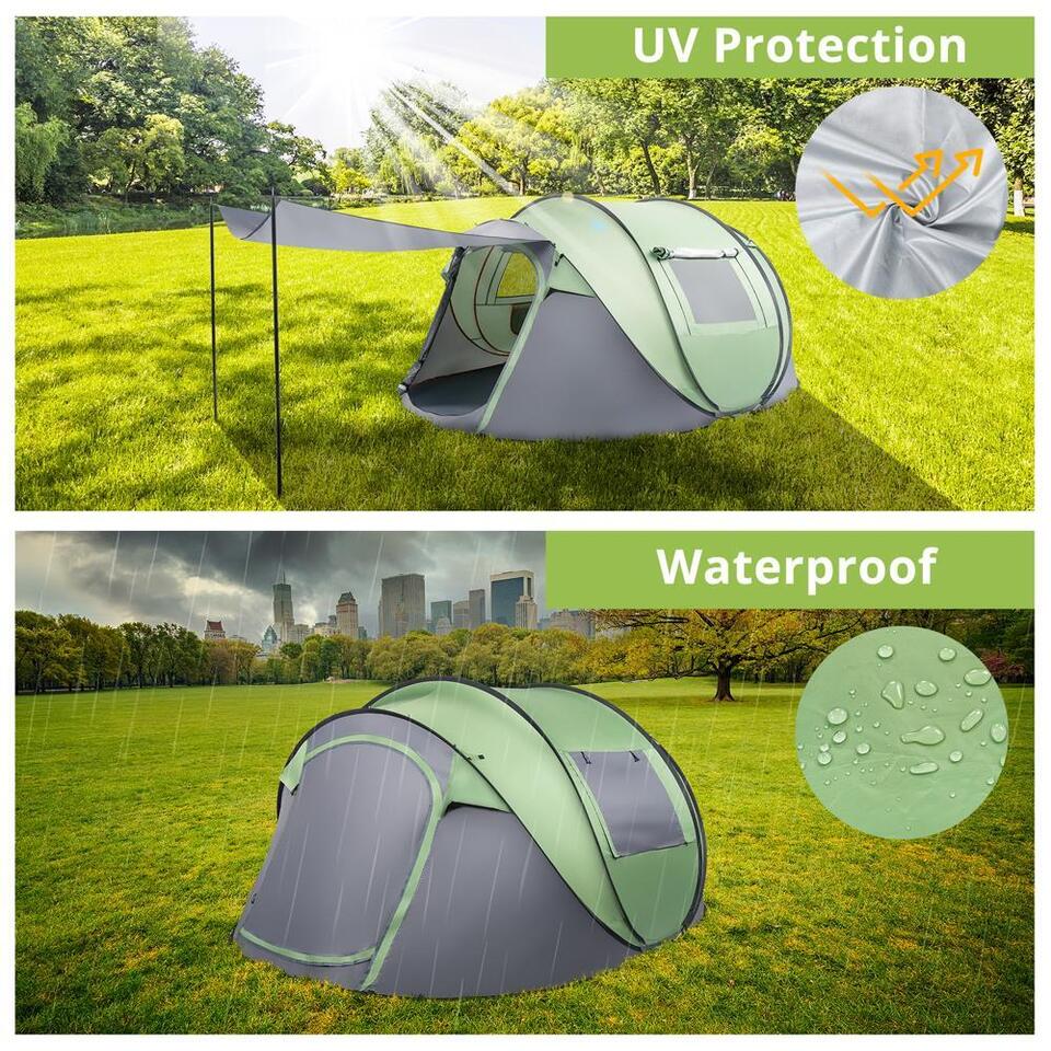4-Person Pop-Up Camping Tent - Waterproof Automatic Setup