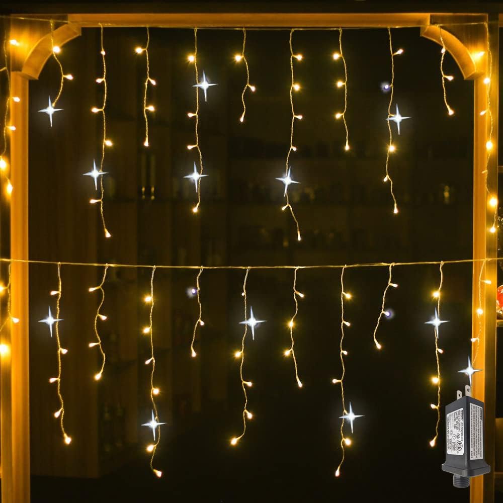 4M Warm White LED Light Curtain, IP44 Waterproof - Ideal for Weddings and Celebrations