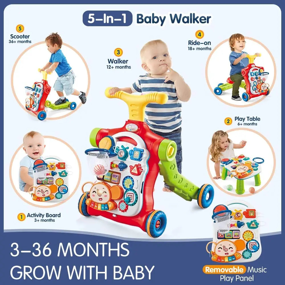 5-In-1 Baby Sit-to-Stand Learning Walker & Activity Center