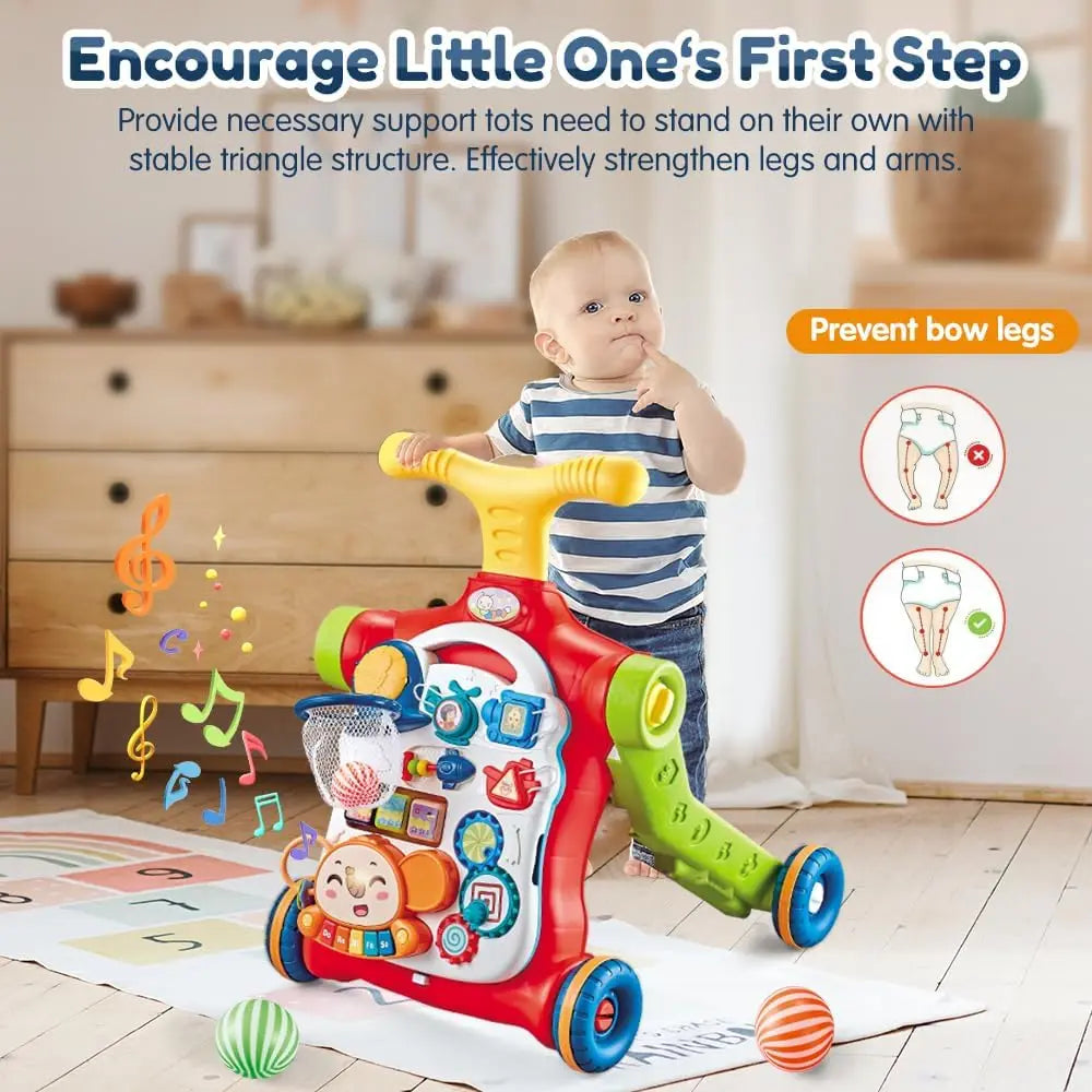 5-In-1 Baby Sit-to-Stand Learning Walker & Activity Center