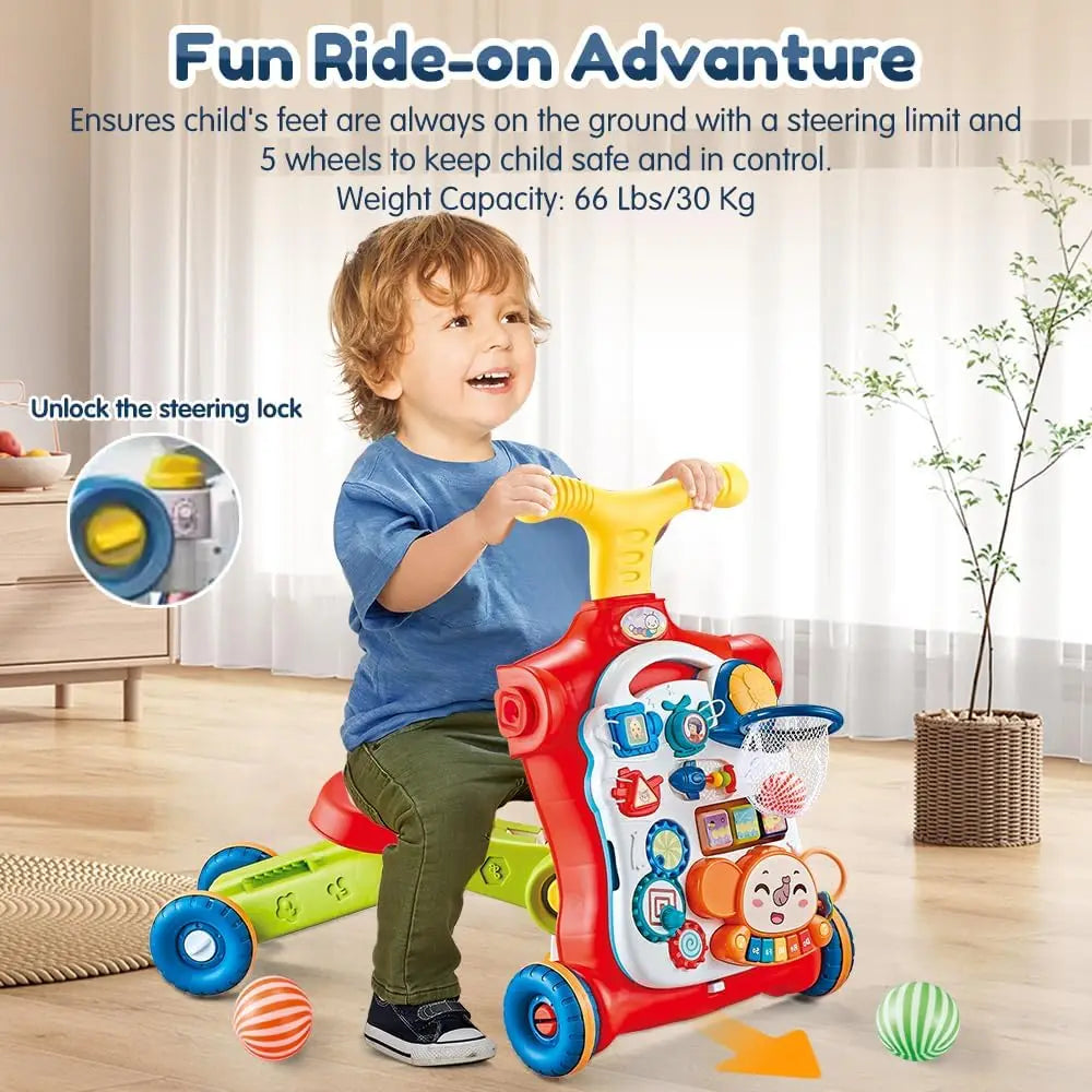 5-In-1 Baby Sit-to-Stand Learning Walker & Activity Center