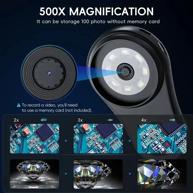 500X Digital Pocket Microscope with HD Display